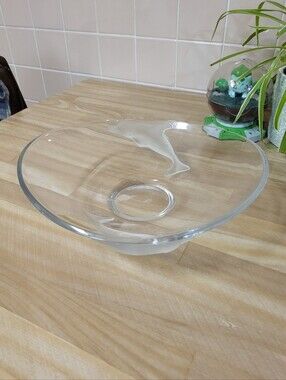 Vintage Nachtmann Dolphin Lead Crystal Frosted and Clear Art Glass Bowl